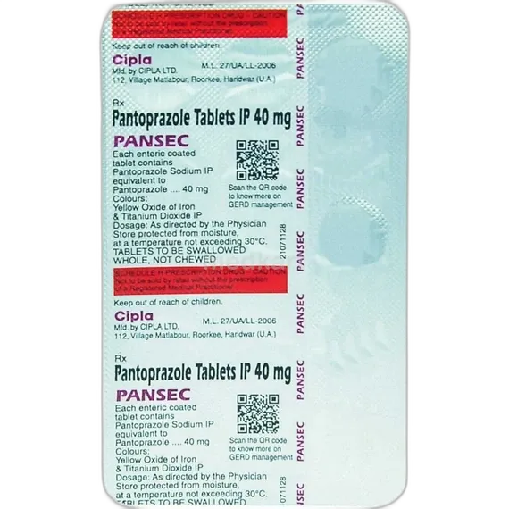 pansec 40mg tablet 15's